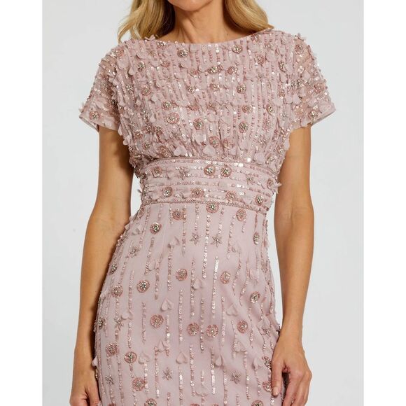 Mac Duggal Blush Embroidered Midi Dress - Picture 2 of 7